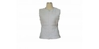 White lambskin leather sleeveless vest